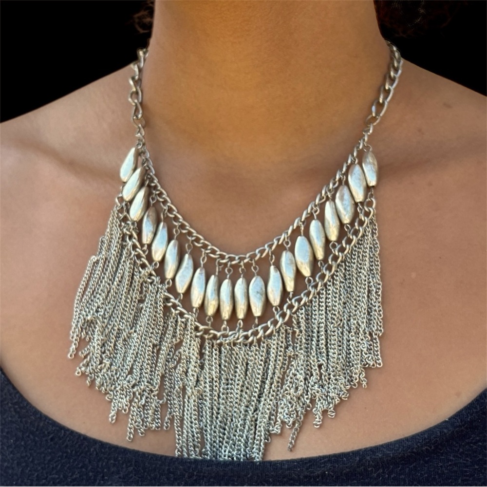 Vintage 90s Bohemian Tribe Queen Chain Draped Necklace